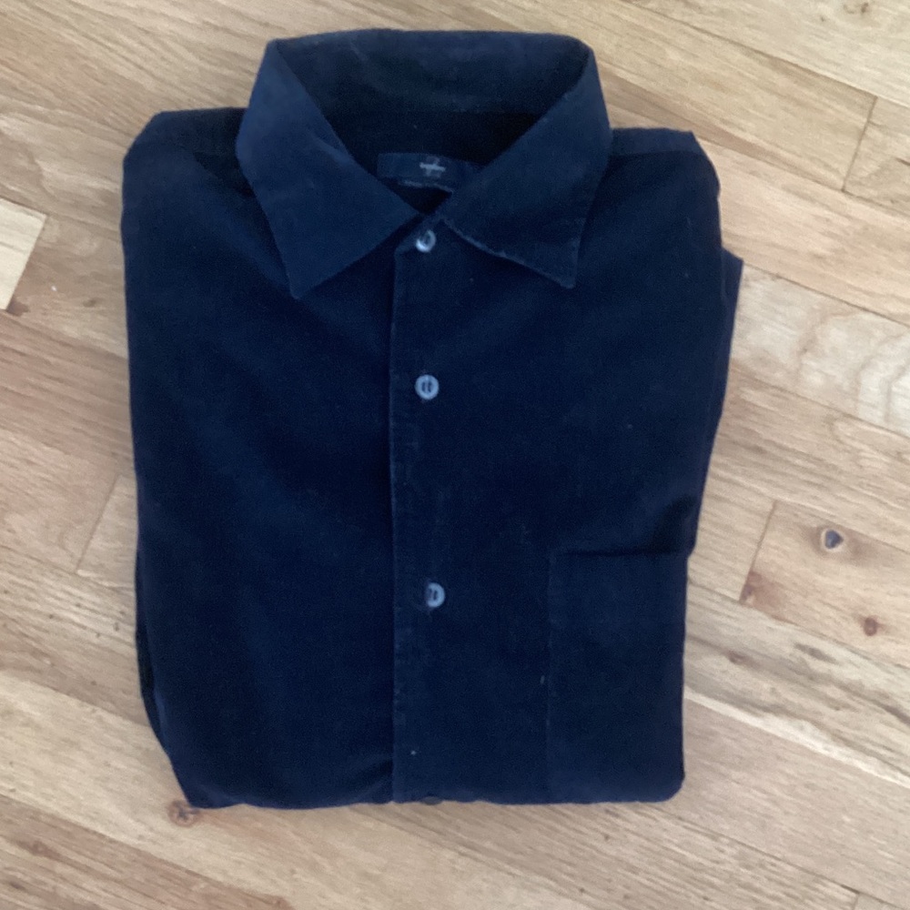 Z Zegna navy blue Casual Button-Down Shirt. Large